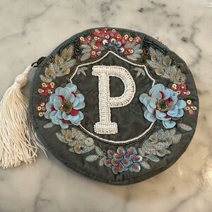 Anna D’Amour x Anthropologie Beaded Initial P Clutch Pouch